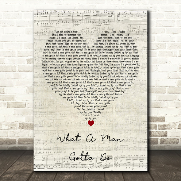 Jonas Brothers What A Man Gotta Do Script Heart Decorative Wall Art Gift Song Lyric Print