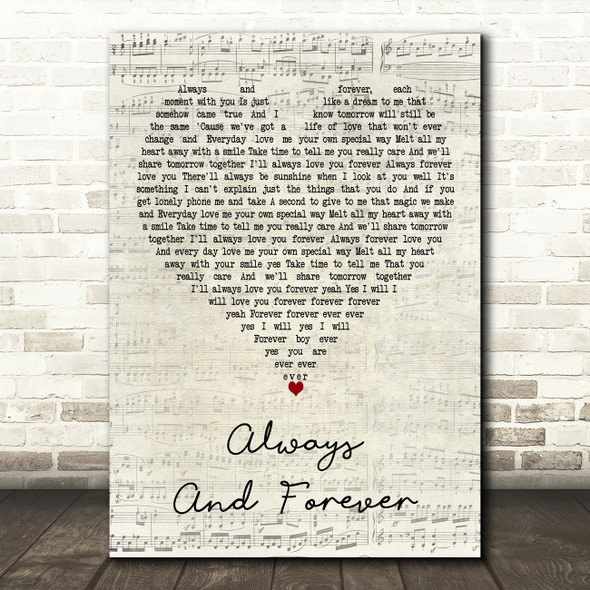 Beverley Knight Always And Forever Script Heart Decorative Wall Art Gift Song Lyric Print