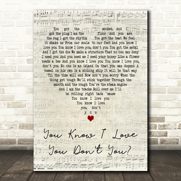 Howard Jones You Know I Love You Dont You Script Heart Decorative Gift Song Lyric Print