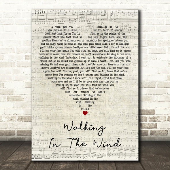 One Direction Walking In The Wind Script Heart Decorative Wall Art Gift Song Lyric Print