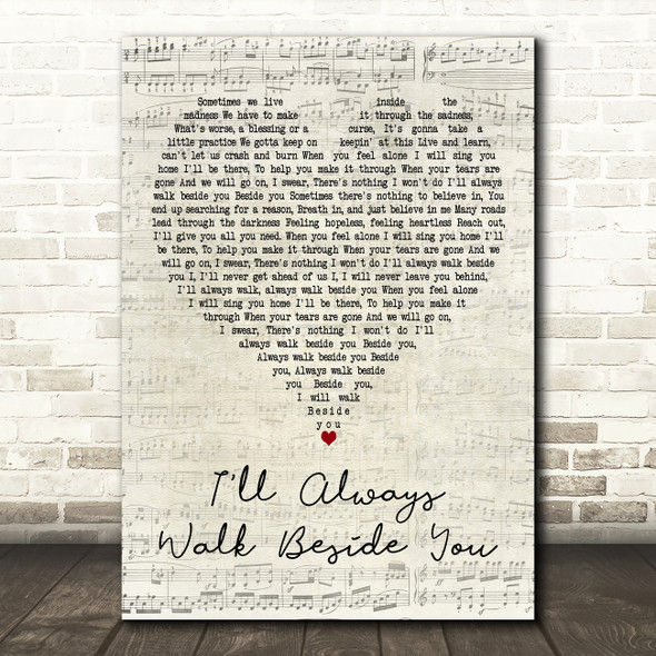 Richie Sambora I'll Always Walk Beside You Script Heart Decorative Gift Song Lyric Print