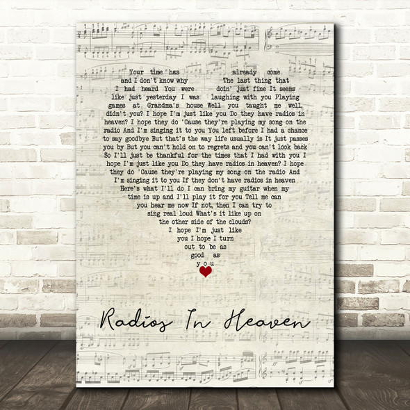 Plain White T's Radios In Heaven Script Heart Decorative Wall Art Gift Song Lyric Print