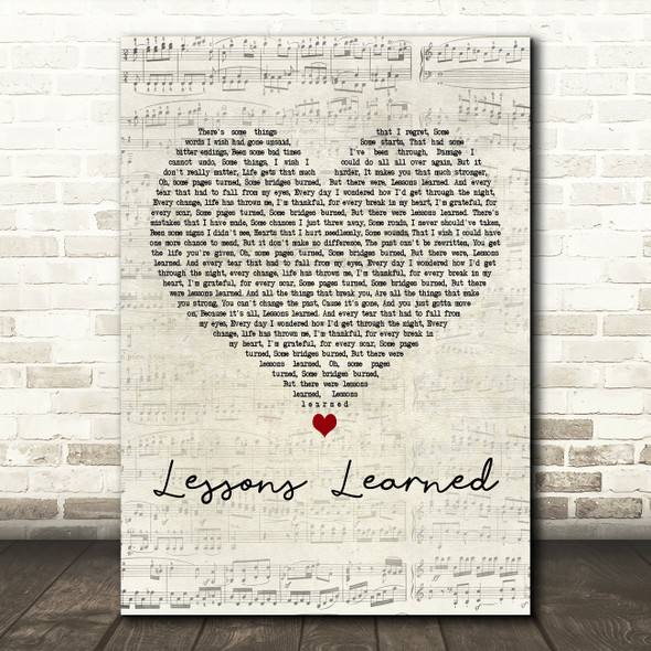 Carrie Underwood Lessons Learned Script Heart Decorative Wall Art Gift Song Lyric Print