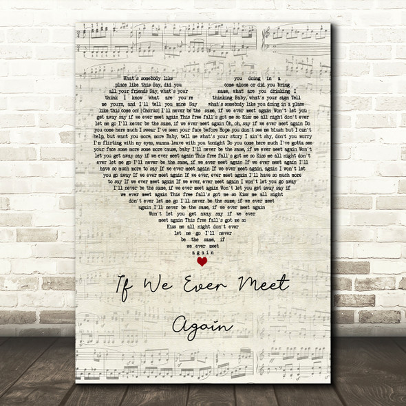Timbaland with Katy Perry If We Ever Meet Again Script Heart Wall Art Song Lyric Print