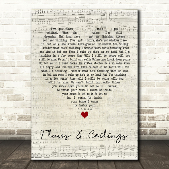 Frank Hamilton Flaws & Ceilings Script Heart Decorative Wall Art Gift Song Lyric Print