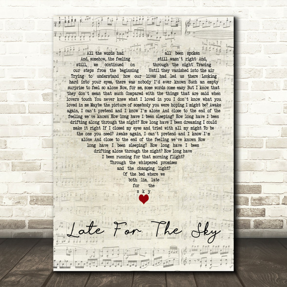 Jackson Browne Late for the Sky Script Heart Decorative Wall Art Gift Song Lyric Print