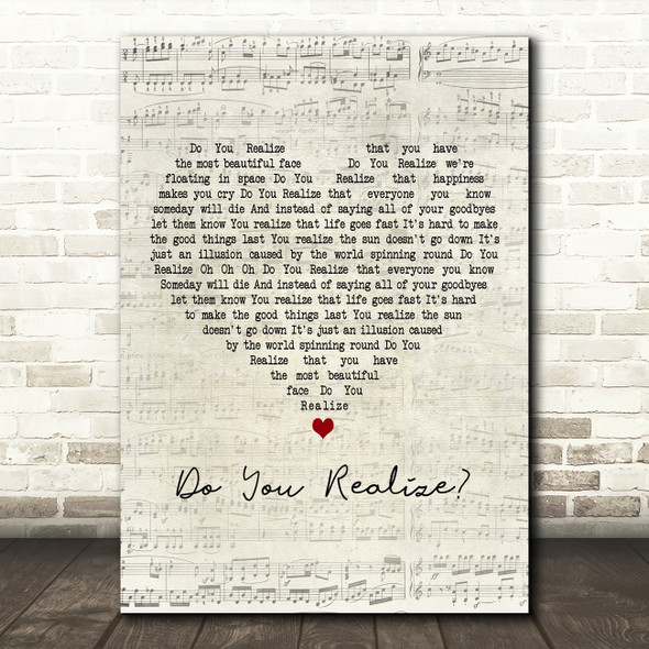 The Flaming Lips Do You Realize Script Heart Decorative Wall Art Gift Song Lyric Print
