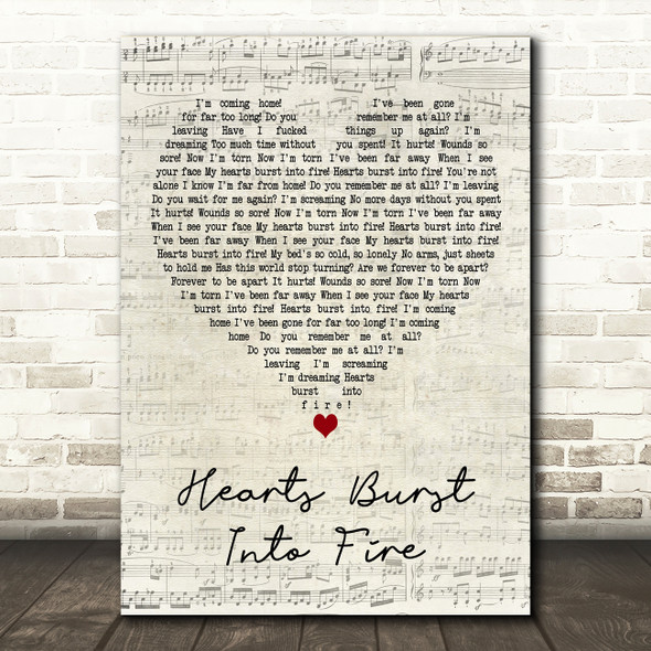 Bullet For My Valentine Hearts Burst Into Fire Script Heart Wall Art Song Lyric Print