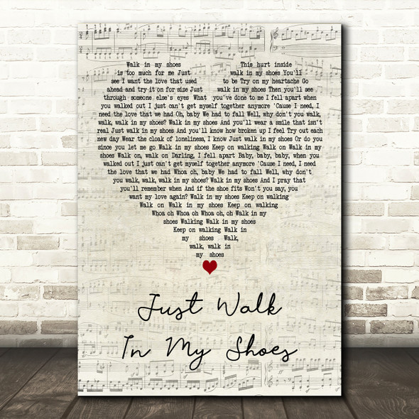 Gladys Knight & The Pips Just Walk In My Shoes Script Heart Wall Art Song Lyric Print