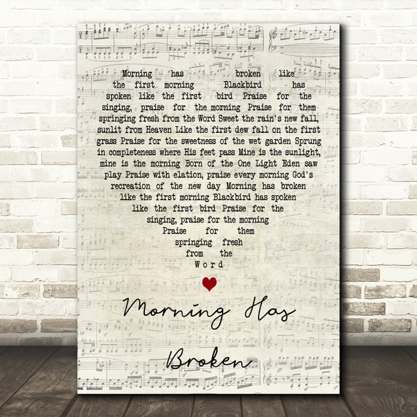 Cat Stevens Morning Has Broken Script Heart Decorative Wall Art Gift Song Lyric Print