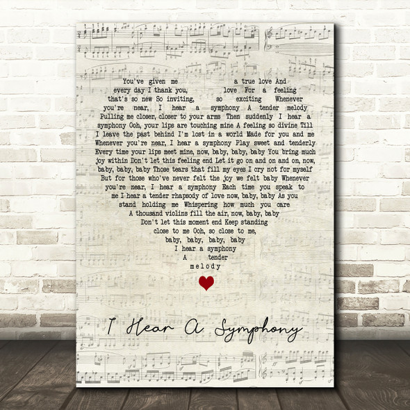 The Supremes I Hear A Symphony Script Heart Decorative Wall Art Gift Song Lyric Print
