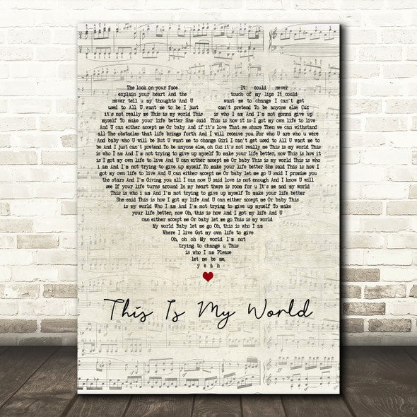Darius Rucker This Is My World Script Heart Decorative Wall Art Gift Song Lyric Print
