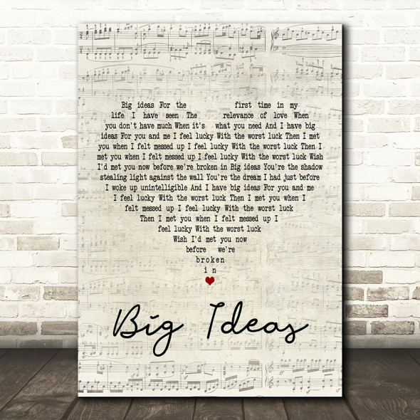 The Boxer Rebellion Big Ideas Script Heart Decorative Wall Art Gift Song Lyric Print