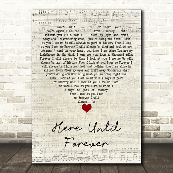 In Flames Here Until Forever Script Heart Decorative Wall Art Gift Song Lyric Print