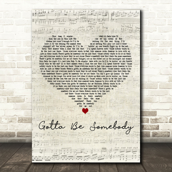 Nickleback Gotta Be Somebody Script Heart Decorative Wall Art Gift Song Lyric Print