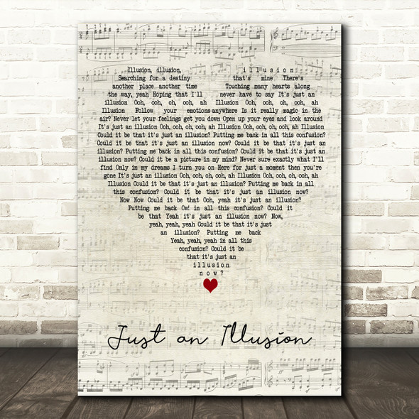 Imagination Just an Illusion Script Heart Decorative Wall Art Gift Song Lyric Print