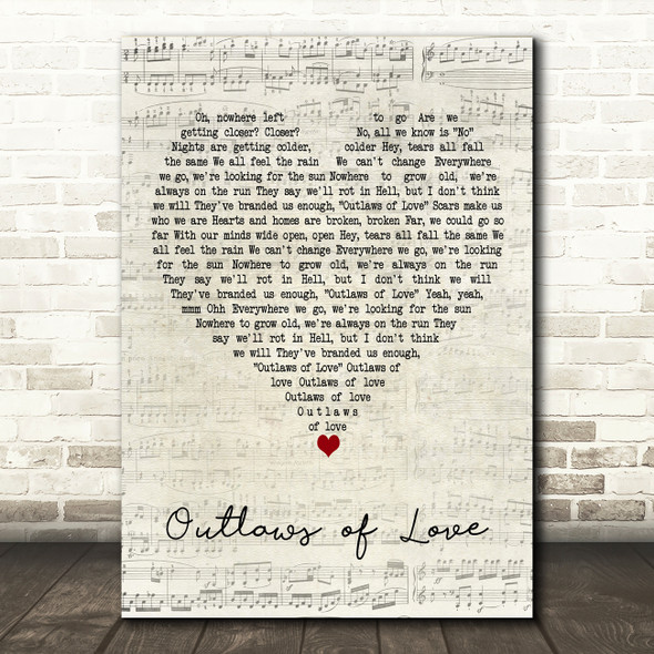 Adam Lambert Outlaws of Love Script Heart Decorative Wall Art Gift Song Lyric Print