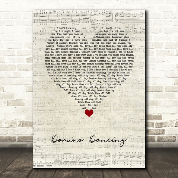 Pet Shop Boys Domino Dancing Script Heart Decorative Wall Art Gift Song Lyric Print