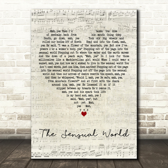 Kate Bush The Sensual World Script Heart Decorative Wall Art Gift Song Lyric Print