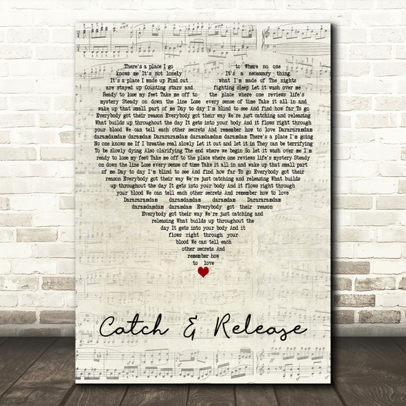Matt Simons Catch & Release Script Heart Decorative Wall Art Gift Song Lyric Print