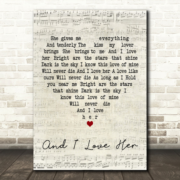 Kurt Cobain And I Love Her Script Heart Decorative Wall Art Gift Song Lyric Print