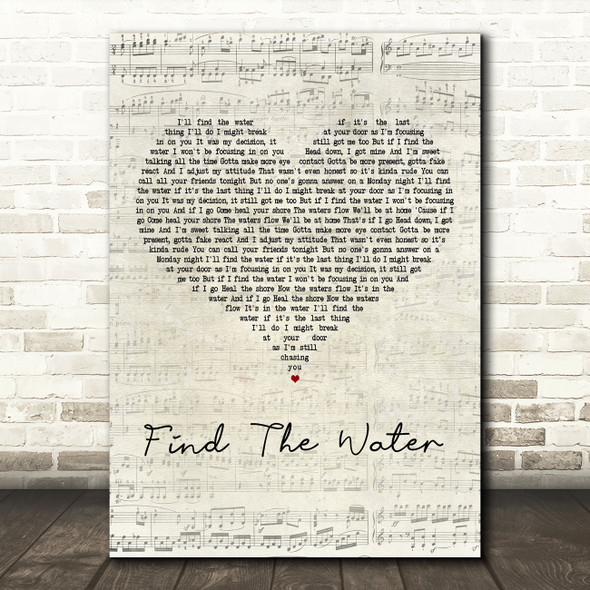 The Coronas Find The Water Script Heart Decorative Wall Art Gift Song Lyric Print