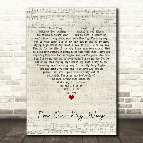 Dean Parrish I'm On My Way Script Heart Decorative Wall Art Gift Song Lyric Print
