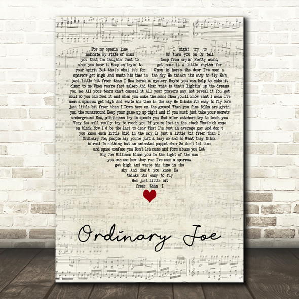 Terry Callier Ordinary Joe Script Heart Decorative Wall Art Gift Song Lyric Print