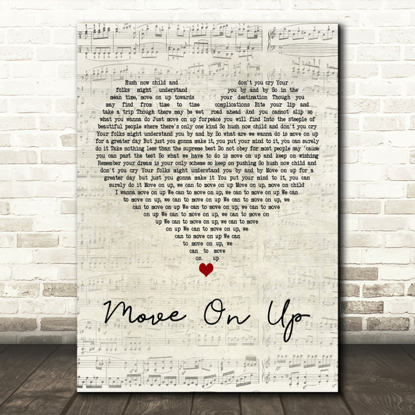 Curtis Mayfield Move On Up Script Heart Decorative Wall Art Gift Song Lyric Print
