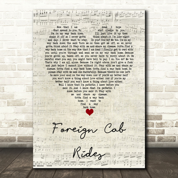 Letlive Foreign Cab Rides Script Heart Decorative Wall Art Gift Song Lyric Print