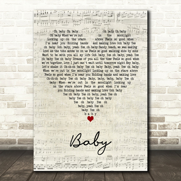 Donnie & Joe Emerson Baby Script Heart Decorative Wall Art Gift Song Lyric Print