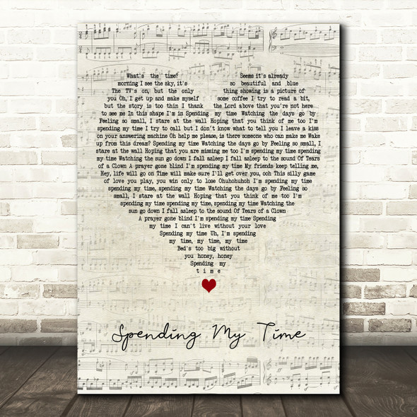Roxette Spending My Time Script Heart Decorative Wall Art Gift Song Lyric Print