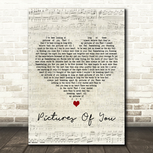 The Cure Pictures Of You Script Heart Decorative Wall Art Gift Song Lyric Print