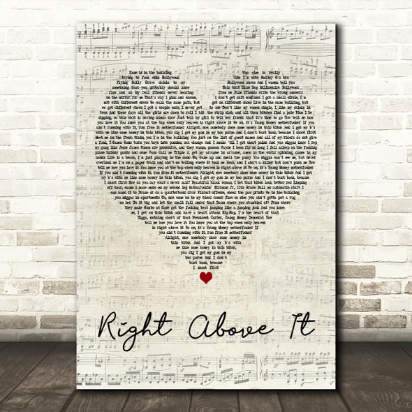 Lil Wayne Right Above It Script Heart Decorative Wall Art Gift Song Lyric Print