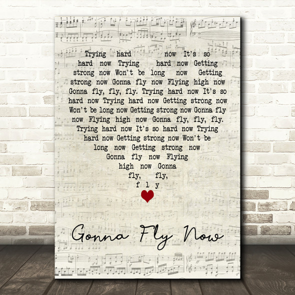 Bill Conti Gonna Fly Now Script Heart Decorative Wall Art Gift Song Lyric Print