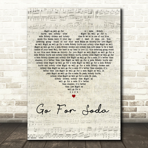 Kim Mitchell Go For Soda Script Heart Decorative Wall Art Gift Song Lyric Print