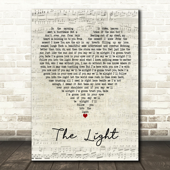 Sara Bareilles The Light Script Heart Decorative Wall Art Gift Song Lyric Print