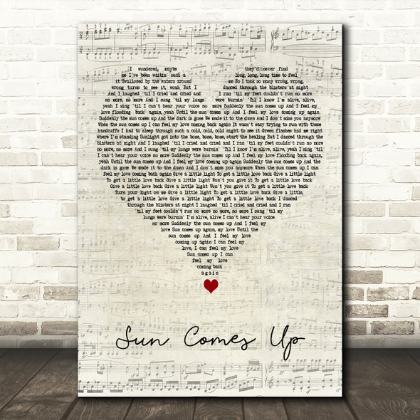 Rudimental Sun Comes Up Script Heart Decorative Wall Art Gift Song Lyric Print