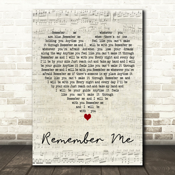 The Osmonds Remember Me Script Heart Decorative Wall Art Gift Song Lyric Print