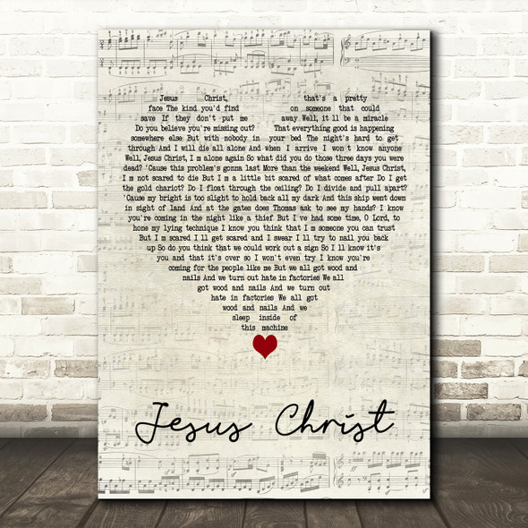 Brand New Jesus Christ Script Heart Decorative Wall Art Gift Song Lyric Print