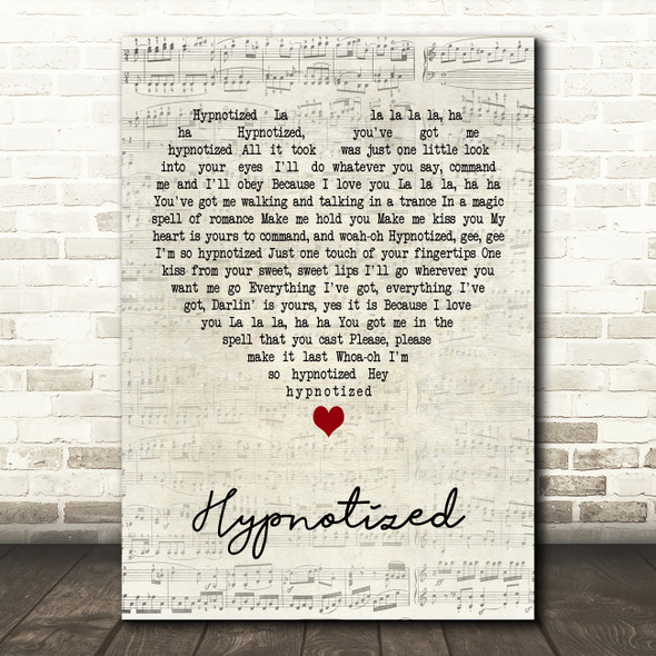 Linda Jones Hypnotized Script Heart Decorative Wall Art Gift Song Lyric Print