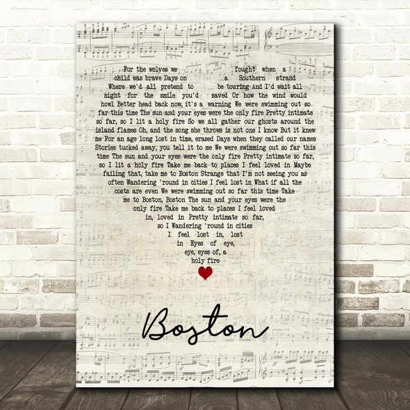 Dermot Kennedy Boston Script Heart Decorative Wall Art Gift Song Lyric Print