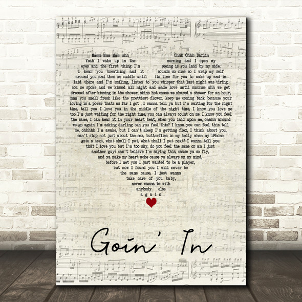Tom Zanetti Goin' In Script Heart Decorative Wall Art Gift Song Lyric Print
