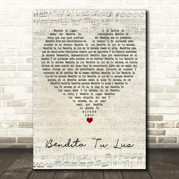 Maná Bendita Tu Luz Script Heart Decorative Wall Art Gift Song Lyric Print