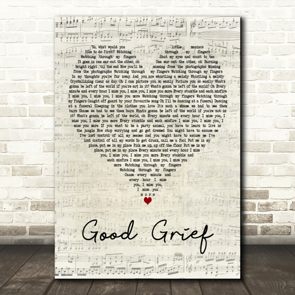 Bastille Good Grief Script Heart Decorative Wall Art Gift Song Lyric Print