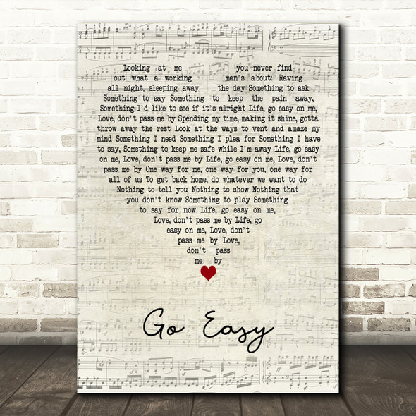 John Martyn Go Easy Script Heart Decorative Wall Art Gift Song Lyric Print