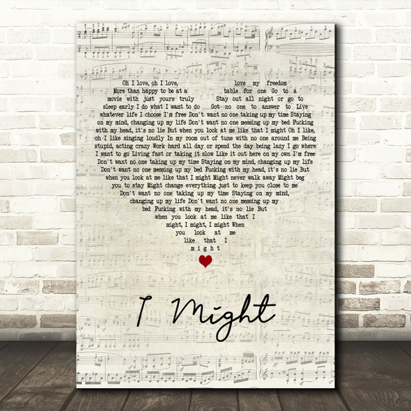 Tom Grennan I Might Script Heart Decorative Wall Art Gift Song Lyric Print