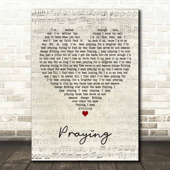 Tom Grennan Praying Script Heart Decorative Wall Art Gift Song Lyric Print
