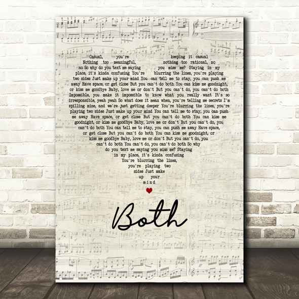 Ingrid Andress Both Script Heart Decorative Wall Art Gift Song Lyric Print