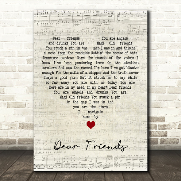 Elbow Dear Friends Script Heart Decorative Wall Art Gift Song Lyric Print